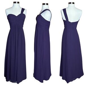 Bill Levkoff Plum Purple One Shoulder Ruched Sweetheart Formal Gown Size 4